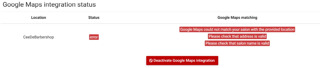 Integración fallida con Google Maps