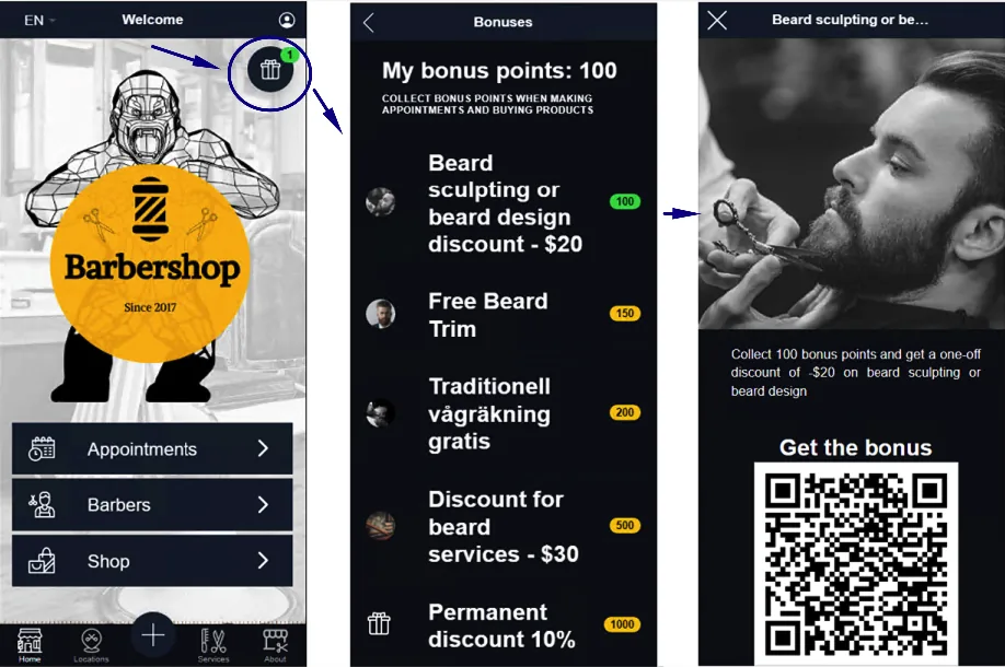 Programa de fidelidad en la app de la barbería